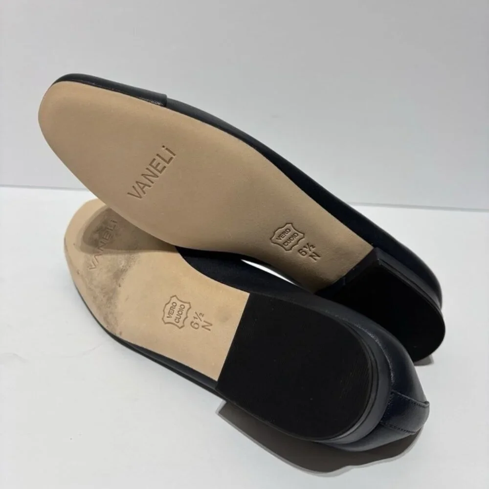 Vaneli Women’s FC-313 Navy Nappa Slip-On Flats, Size 6.5 Narrow